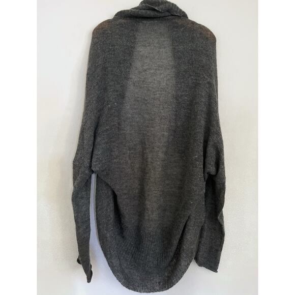 HM Alpaca Wool Blend Sweater Cardigan Women M/L Gray Lightweight Asymmetrical - Picture 2 of 6